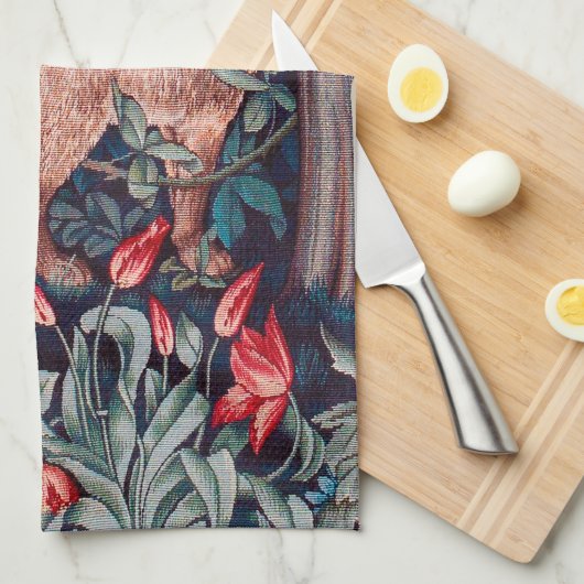 Fox im Wald, William Morris Geschirrtuch (Viertel Falte)