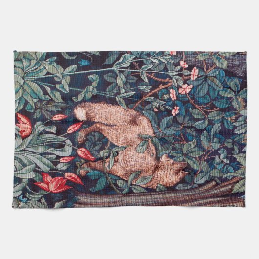 Fox im Wald, William Morris Geschirrtuch (Horizontal)