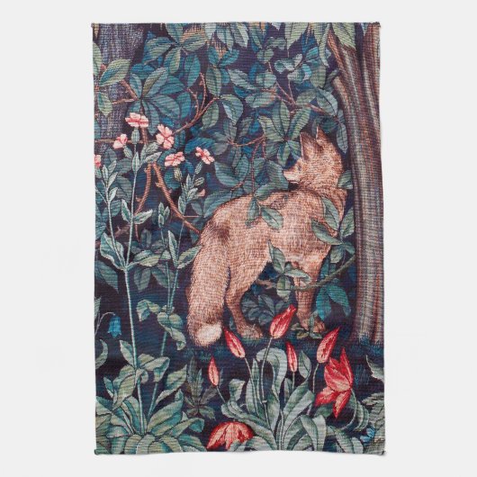 Fox im Wald, William Morris Geschirrtuch (Vertikal)