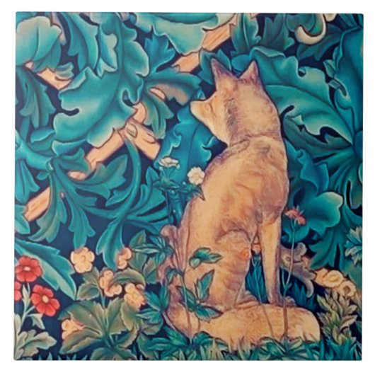 Fox im Wald, William Morris Keramik Tile Fliese (Vorderseite)