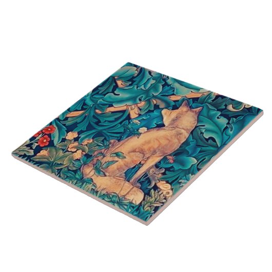 Fox im Wald, William Morris Keramik Tile Fliese (Seite)
