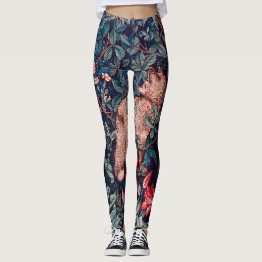 Fox im Wald, William Morris Leggings (Vorderseite)