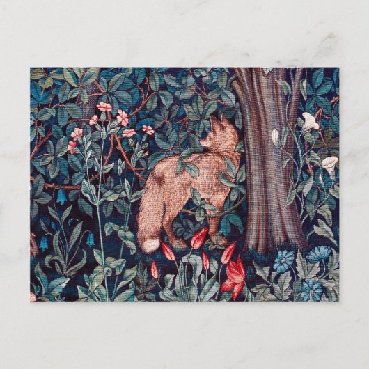 Fox im Wald, William Morris Postkarte (Vorderseite)