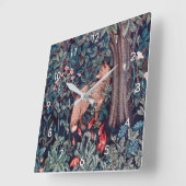 Fox im Wald, William Morris Quadratische Wanduhr (Winkel)