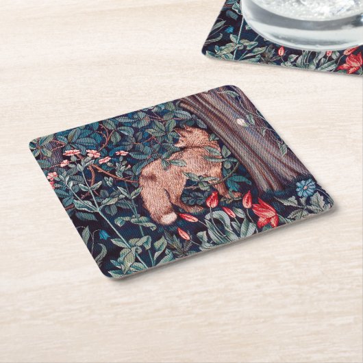 Fox im Wald, William Morris Rechteckiger Pappuntersetzer (angewinkelt)