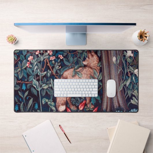 Fox im Wald, William Morris Schreibtischunterlage (Büro 1)