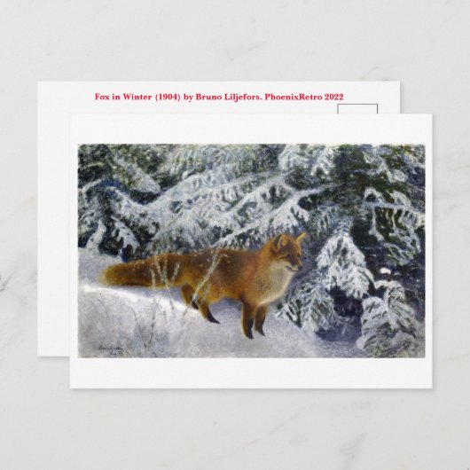 Fox im Winter (1904) von Bruno Liljefors Postkarte (Vorne/Hinten)