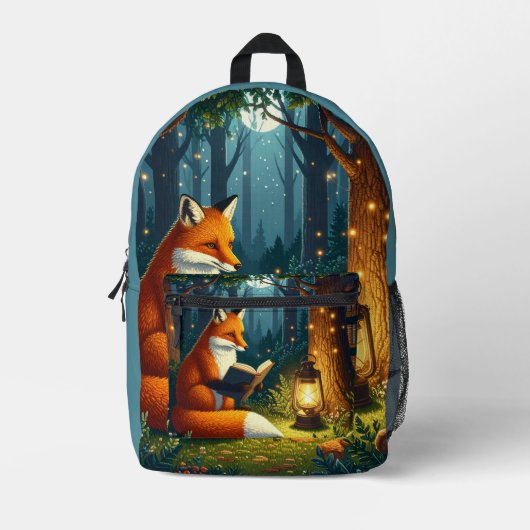 Fox in a Magical Forest Library Bedruckter Rucksack (Vorderseite)