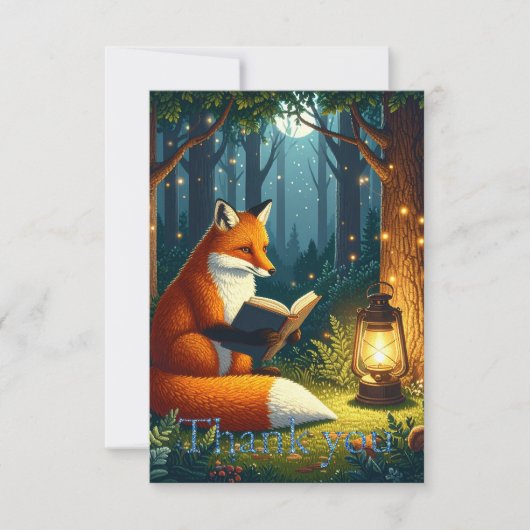 Fox in a Magical Forest Library Dankeskarte (Vorderseite)