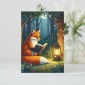 Fox in a Magical Forest Library Dankeskarte (Stehend Vorderseite)