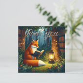 Fox in a Magical Forest Library Dankeskarte (Stehend Vorderseite)