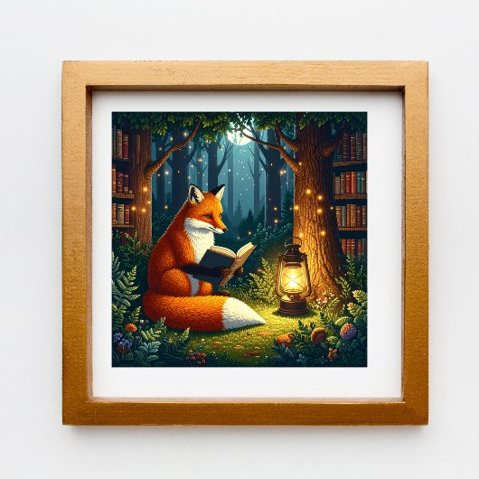 Fox in a Magical Forest Library Poster