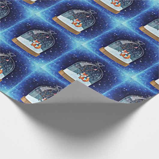 Fox In a Snowglobe Geschenkpapier (Ecke)