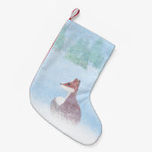 Fox in a Snowy Forest Stocking Kleiner Weihnachtsstrumpf (Vorderansicht (hängend))