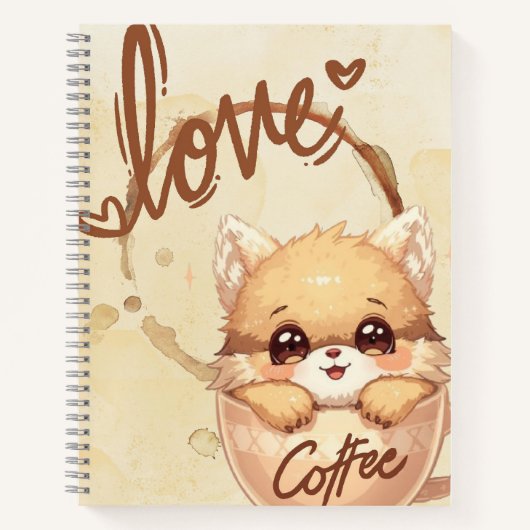 Fox in a Tasse - Niedlich Coffee Lover's Notebook Notizblock (Vorderseite)