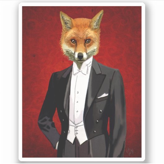 Fox in Abend Anzug, Portrait Aufkleber (Vorderseite)