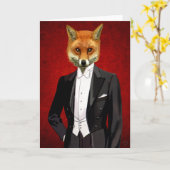 Fox in Abend Anzug, Portrait Karte (Gelbe Blume)