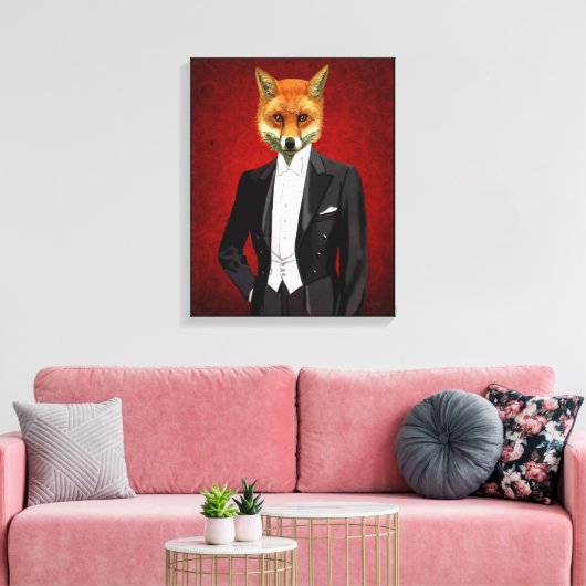 Fox in Abend Anzug, Portrait Leinwanddruck (Insitu (Wohnzimmer))