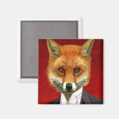 Fox in Abend Anzug, Portrait Magnet (Vorderseite/Rückseite)
