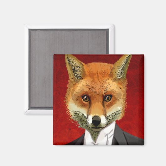 Fox in Abend Anzug, Portrait Magnet (Vorderseite/Rückseite)