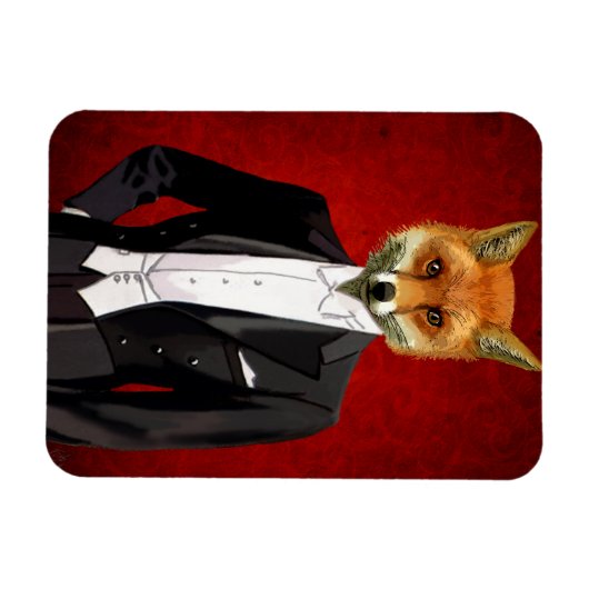Fox in Abend Anzug, Portrait Magnet (Horizontal)