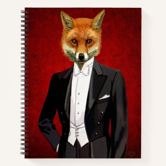 Fox in Abend Anzug, Portrait Notizblock (Vorderseite)