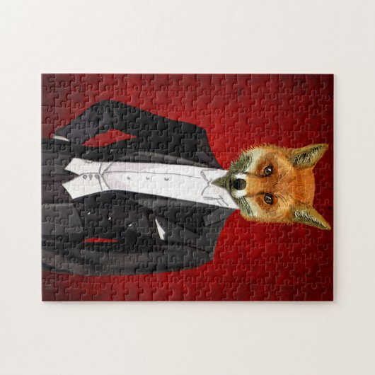 Fox in Abend Anzug, Portrait Puzzle (Horizontal)