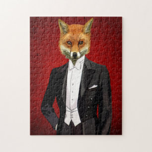 Fox in Abend Anzug, Portrait Puzzle