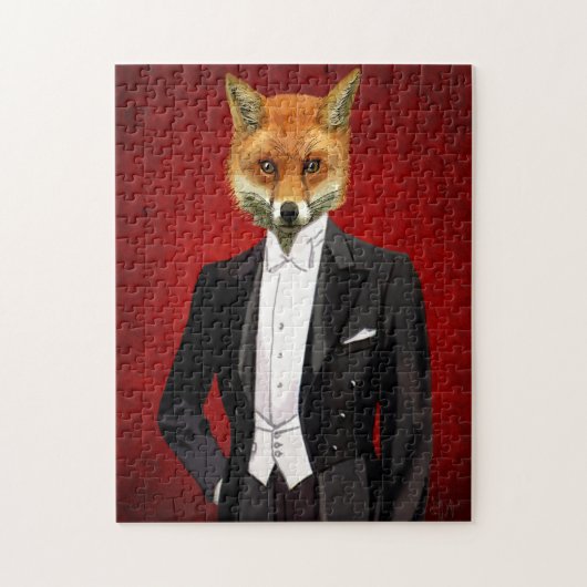 Fox in Abend Anzug, Portrait Puzzle (Vertikal)