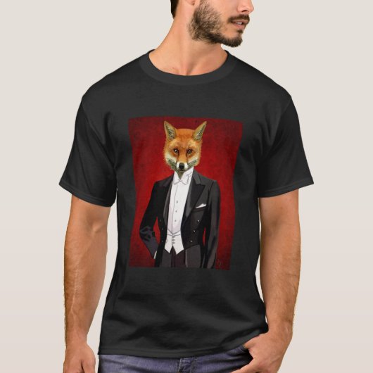 Fox in Abend Anzug, Portrait T-Shirt (Vorderseite)
