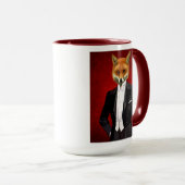 Fox in Abend Anzug, Portrait Tasse (VorderseiteRechts)