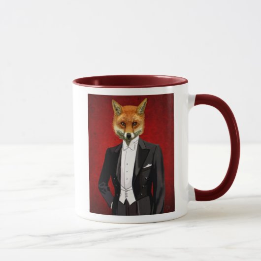 Fox in Abend Anzug, Portrait Tasse (Rechts)