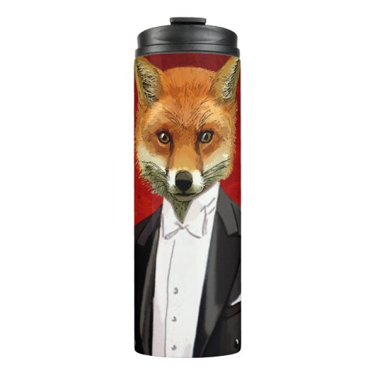 Fox in Abend Anzug, Portrait Thermosbecher (Vorderseite)