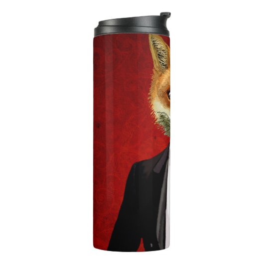 Fox in Abend Anzug, Portrait Thermosbecher (Nach links gedreht)