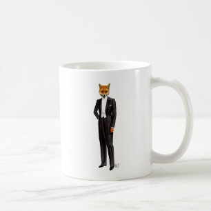 Fox in Abend Anzug voll Kaffeetasse