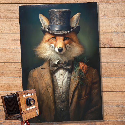 Fox in Anzug und Hat 3 Decoupage Paper Seidenpapier