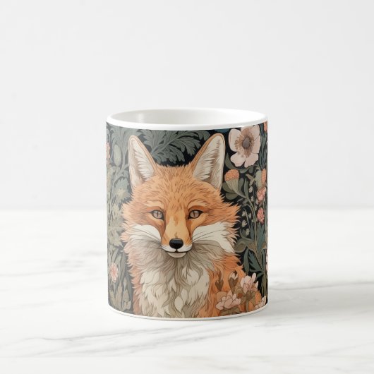 Fox in Autumn Garden William Morris Style Kaffeetasse (Mittel)