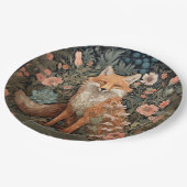 Fox in Autumn Garden William Morris Style Pappteller (Schrägansicht)