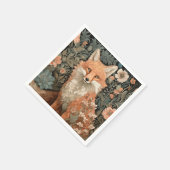 Fox in Autumn Garden William Morris Style Serviette (Ecke)