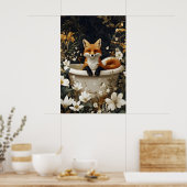 Fox In Bathtub Poster, Funny Animal Poster, Fox Poster (Küche)