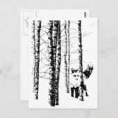 Fox in Birch Forest Modern Art Postkarte (Vorne/Hinten)