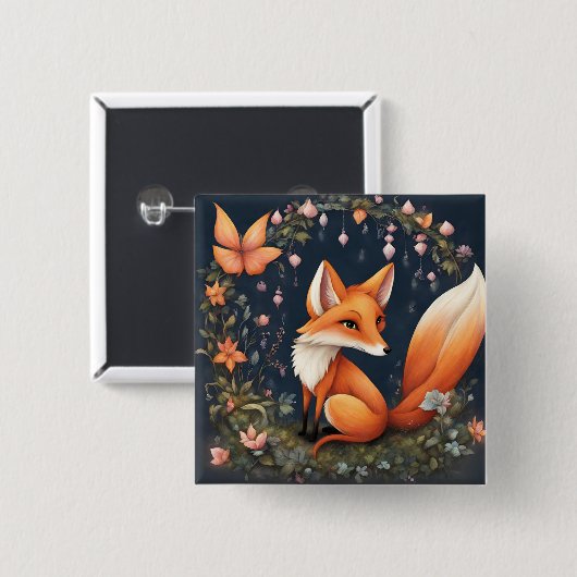 Fox in Bloom Button (Vorne & Hinten)
