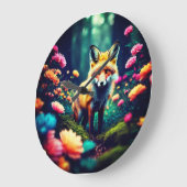 "Fox in Bloom" Große Wanduhr (Winkel)