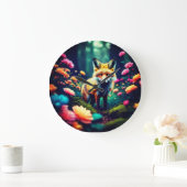 "Fox in Bloom" Große Wanduhr (Zuhause)