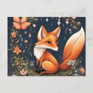 Fox in Bloom Postkarte