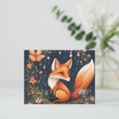 Fox in Bloom Postkarte (Stehend Vorderseite)