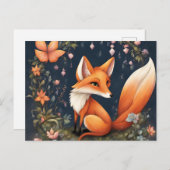 Fox in Bloom Postkarte (Vorne/Hinten)