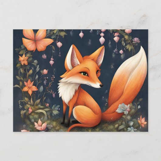 Fox in Bloom Postkarte (Vorderseite)