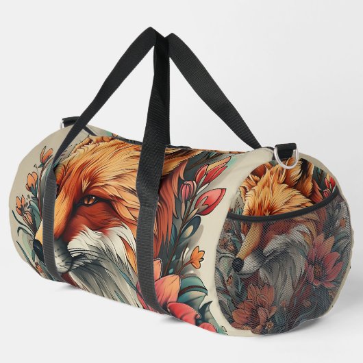 Fox in Blume Duffle Bag (Rechte Ecke)