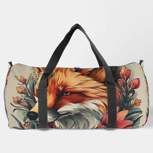 Fox in Blume Duffle Bag (Rückseite)